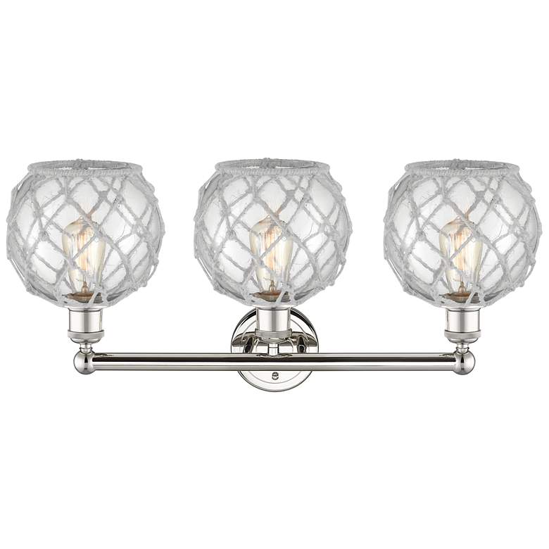 Image 2 Edison Farmhouse 26"W 3-Lt Polished Nickel Vanity w/ Clear White Shade more views