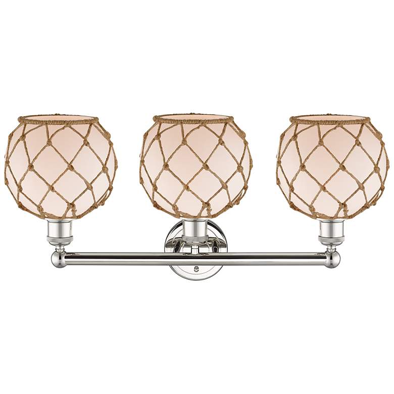 Image 2 Edison Farmhouse 26"W 3-Lt Polished Nickel Vanity w/ White Brown Shade more views