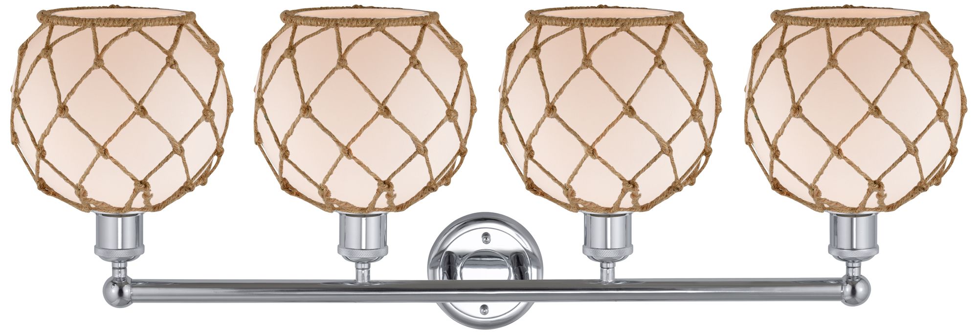 Image 2 Edison Farmhouse 35"W 4 Light Chrome Bath Light w/ White Brown Shade more views