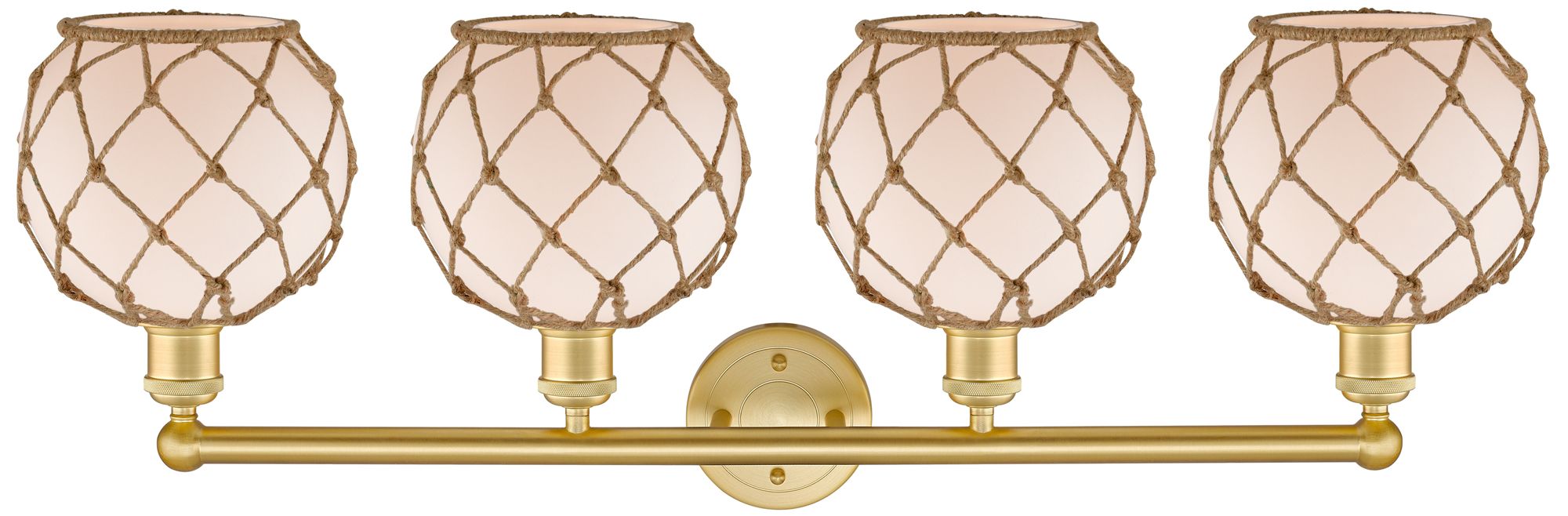 Image 2 Edison Farmhouse 35"W 4 Light Gold Bath Light w/ White Brown Shade more views