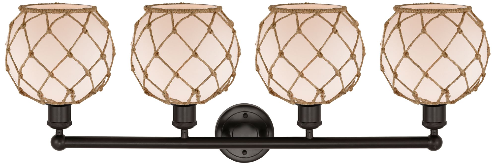 Image 2 Edison Farmhouse 35"W 4 Light Oiled Bronze Vanity w/ White Brown Shade more views