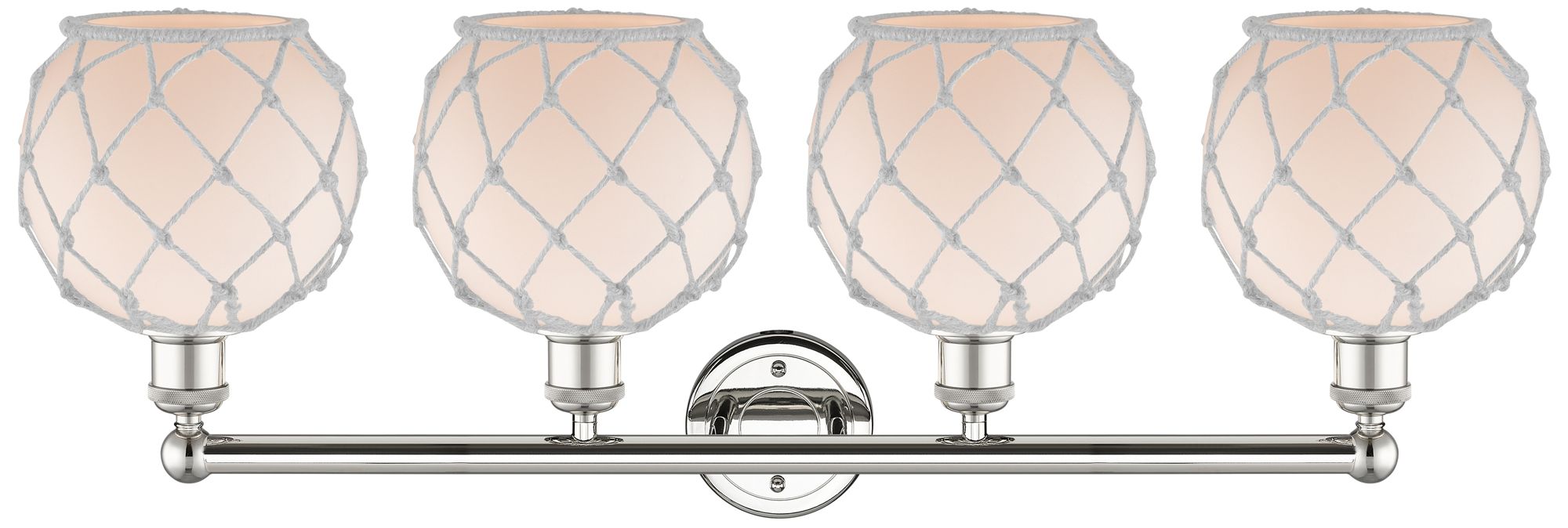 Image 2 Edison Farmhouse 35"W 4 Light Polished Nickel Vanity w/ White Shade more views