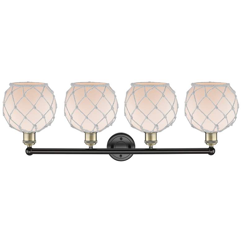 Image 2 Edison Farmhouse 35"W 4 Light Black Brass Bath Light w/ White Shade more views