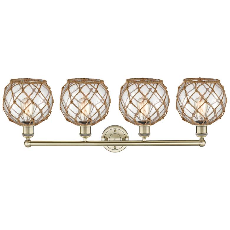Image 2 Edison Farmhouse 35"W 4 Light Brass Bath Light w/ Clear Brown Shade more views