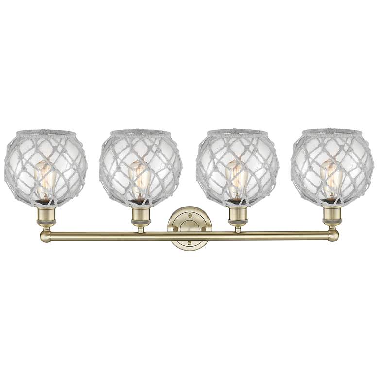 Image 2 Edison Farmhouse 35"W 4 Light Brass Bath Light w/ Clear White Shade more views