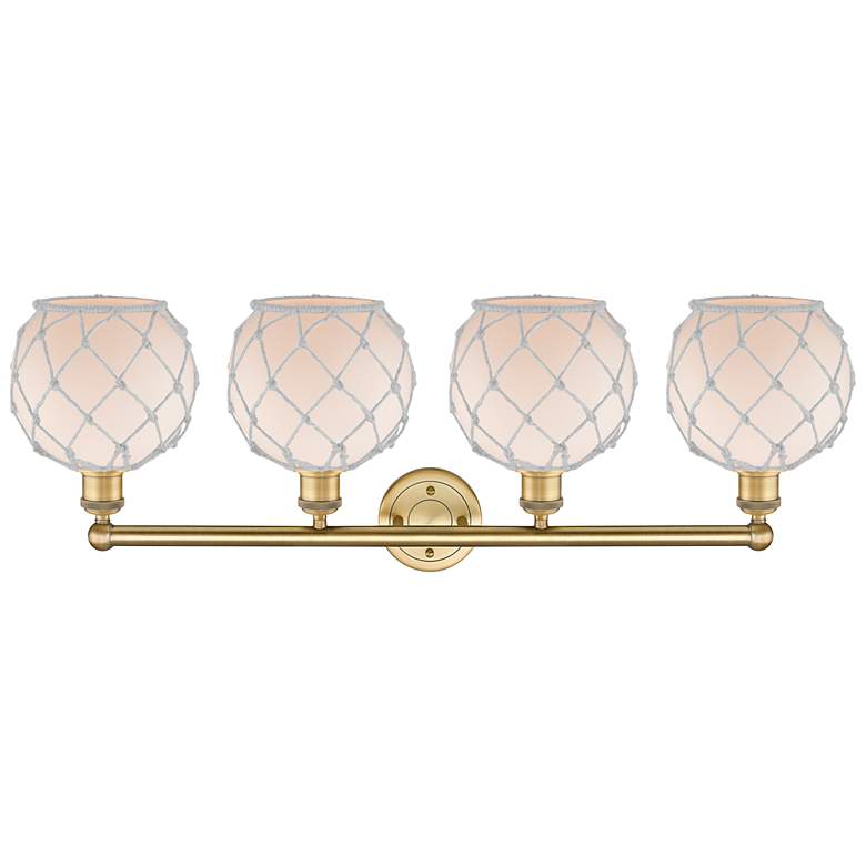 Image 2 Edison Farmhouse 35"W 4 Light Brushed Brass Bath Light w/ White Shade more views