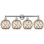 1_Edison Farmhouse 35"W 4 Light Chrome Bath Light w/ Clear Brown Shade