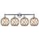 Edison Farmhouse 35"W 4 Light Chrome Bath Light w/ Clear Brown Shade