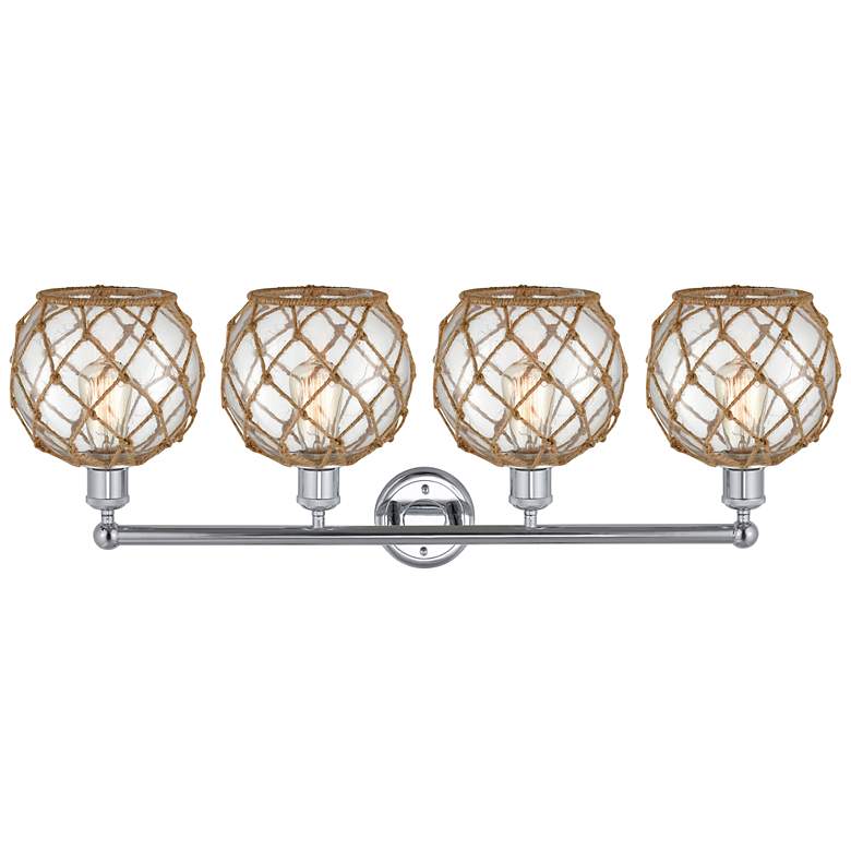 Image 2 Edison Farmhouse 35"W 4 Light Chrome Bath Light w/ Clear Brown Shade more views