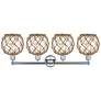 2_Edison Farmhouse 35"W 4 Light Chrome Bath Light w/ Clear Brown Shade more views