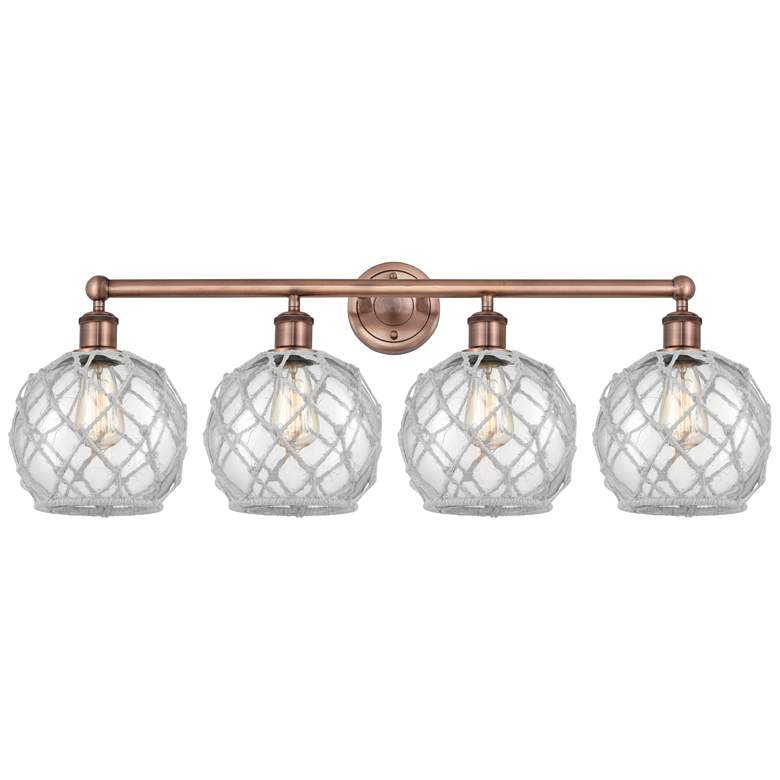 Image 1 Edison Farmhouse 35"W 4 Light Copper Bath Light w/ Clear White Shade