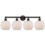 1_Edison Farmhouse 35"W 4 Light Oiled Bronze Bath Light w/ White Shade