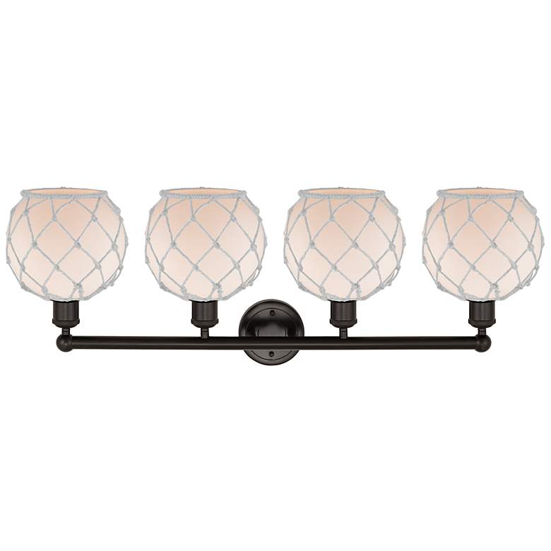 Image 2 Edison Farmhouse 35"W 4 Light Oiled Bronze Bath Light w/ White Shade more views
