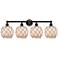 Edison Farmhouse 35"W 4 Light Oiled Bronze Vanity w/ White Brown Shade