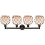 2_Edison Farmhouse 35"W 4 Light Oiled Bronze Vanity w/ White Brown Shade more views