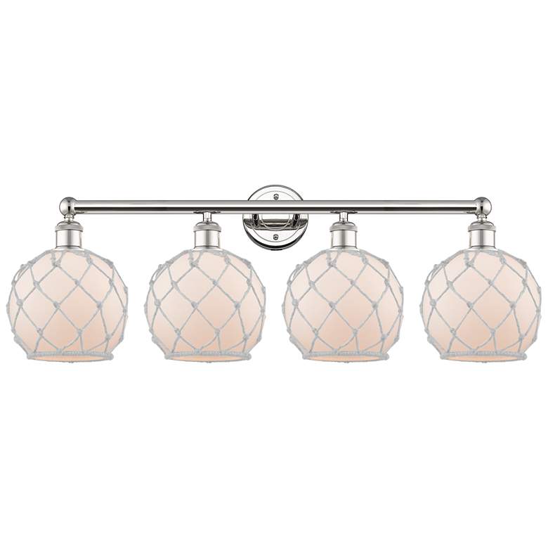 Image 1 Edison Farmhouse 35"W 4 Light Polished Nickel Vanity w/ White Shade