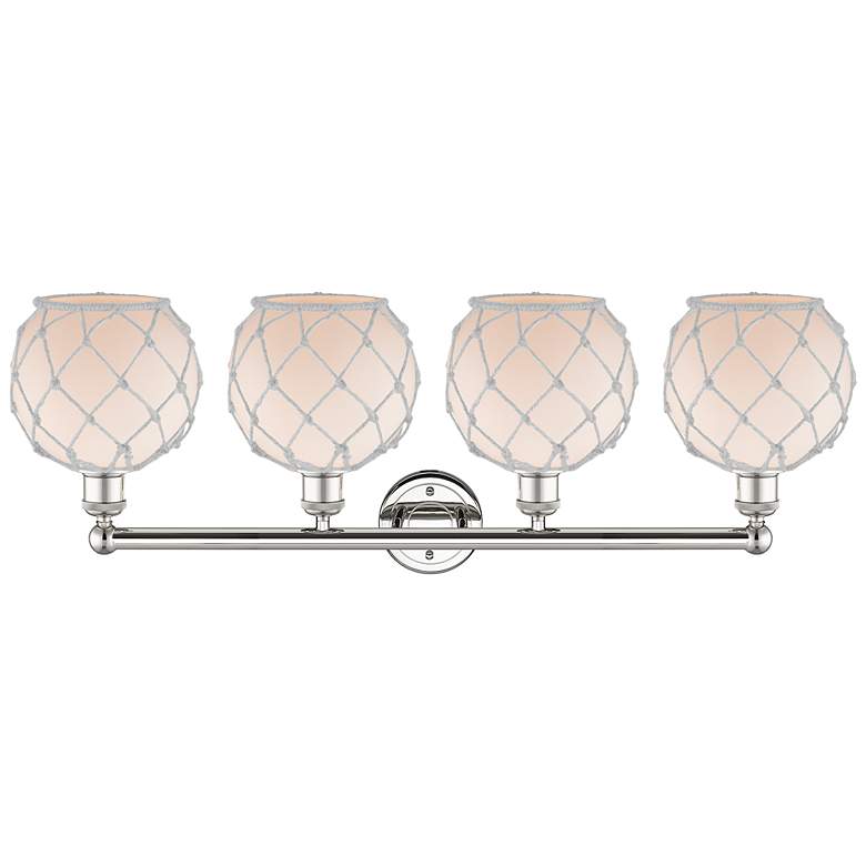 Image 2 Edison Farmhouse 35"W 4 Light Polished Nickel Vanity w/ White Shade more views