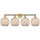 Edison Farmhouse 35"W 4-Lt Brushed Brass Vanity w/ White Brown Shade