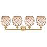 2_Edison Farmhouse 35"W 4-Lt Brushed Brass Vanity w/ White Brown Shade more views