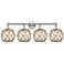 Edison Farmhouse 35"W 4-Lt Polished Nickel Vanity w/ Clear Brown Shade
