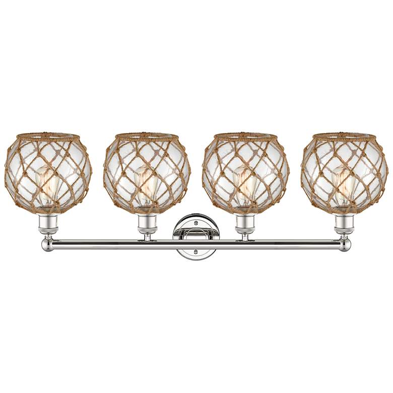 Image 2 Edison Farmhouse 35"W 4-Lt Polished Nickel Vanity w/ Clear Brown Shade more views