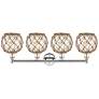 2_Edison Farmhouse 35"W 4-Lt Polished Nickel Vanity w/ Clear Brown Shade more views