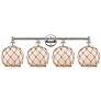 1_Edison Farmhouse 35"W 4-Lt Polished Nickel Vanity w/ White Brown Shade