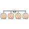 Edison Farmhouse 35"W 4-Lt Polished Nickel Vanity w/ White Brown Shade