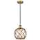 Edison Farmhouse 8" Brushed Brass Corded Pendant w/ Clear & Brown 
