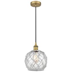 Edison Farmhouse 8" Brushed Brass Corded Pendant w/ Clear & White