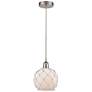 Edison Farmhouse 8" Brushed Nickel Corded Mini Pendant w/ White Rope S