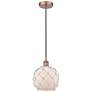 Edison Farmhouse 8" Copper Corded Mini Pendant w/ White Rope Shade