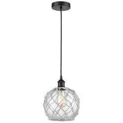 Edison Farmhouse 8" Matte Black Corded Mini Pendant w/ Clear & Whi