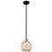 Edison Farmhouse 8"W Black Brass Stem Pendant w/ White Brown Shade