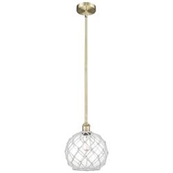 Edison Farmhouse Rope 10"W Brass Stem Pendant w/ Clear White Shade