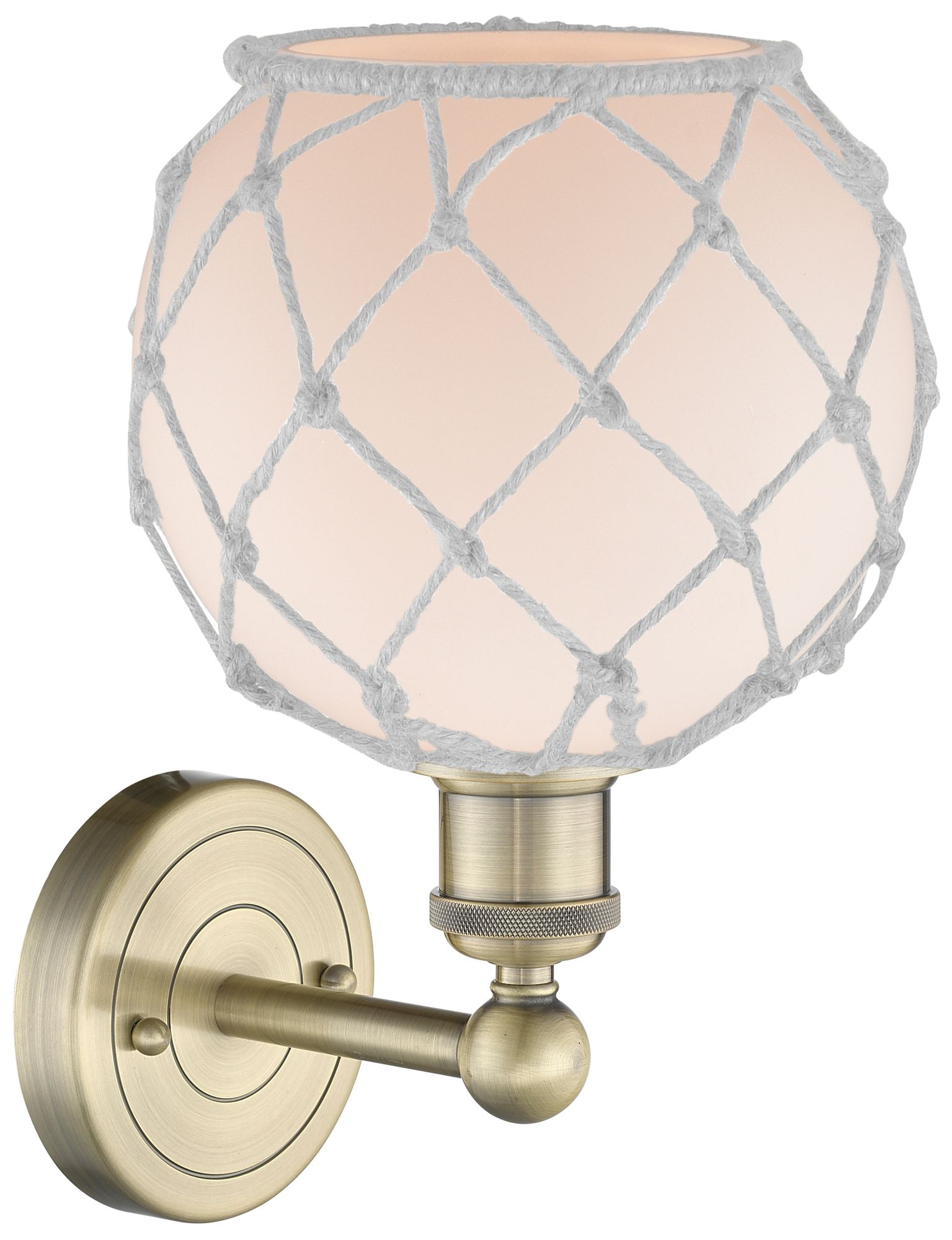 Image 2 Edison Farmhouse Rope 12"H Antique Brass Sconce With White Glass Shade more views