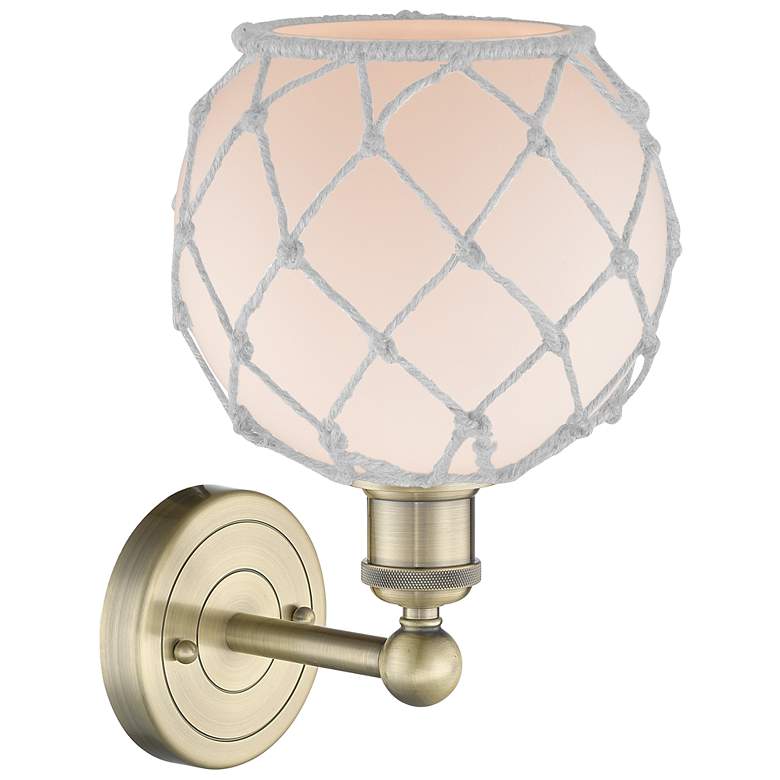 Image 2 Edison Farmhouse Rope 12"H Antique Brass Sconce With White Glass Shade more views