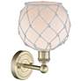 2_Edison Farmhouse Rope 12"H Antique Brass Sconce With White Glass Shade more views