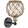 2_Edison Farmhouse Rope 12"H Black Brass Sconce w/ Clear Brown Shade more views