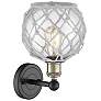 2_Edison Farmhouse Rope 12"H Black Brass Sconce w/ Clear White Shade more views