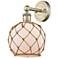 Edison Farmhouse Rope 12"H Brass Sconce With White Glass Brown Shade