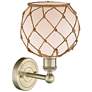 2_Edison Farmhouse Rope 12"H Brass Sconce With White Glass Brown Shade more views