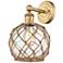 Edison Farmhouse Rope 12"H Brushed Brass Sconce w/ Clear Brown Shade