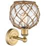 2_Edison Farmhouse Rope 12"H Brushed Brass Sconce w/ Clear Brown Shade more views