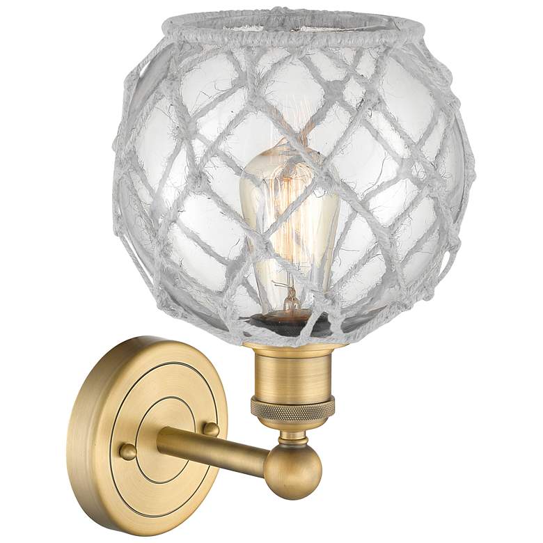 Image 2 Edison Farmhouse Rope 12"H Brushed Brass Sconce w/ Clear White Shade more views