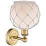 2_Edison Farmhouse Rope 12"H Brushed Brass Sconce With White Glass Shade more views