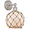 Edison Farmhouse Rope 12"H Brushed Nickel Sconce w/ White Brown Shade