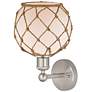 Edison Farmhouse Rope 12"H Brushed Nickel Sconce w/ White Brown Shade