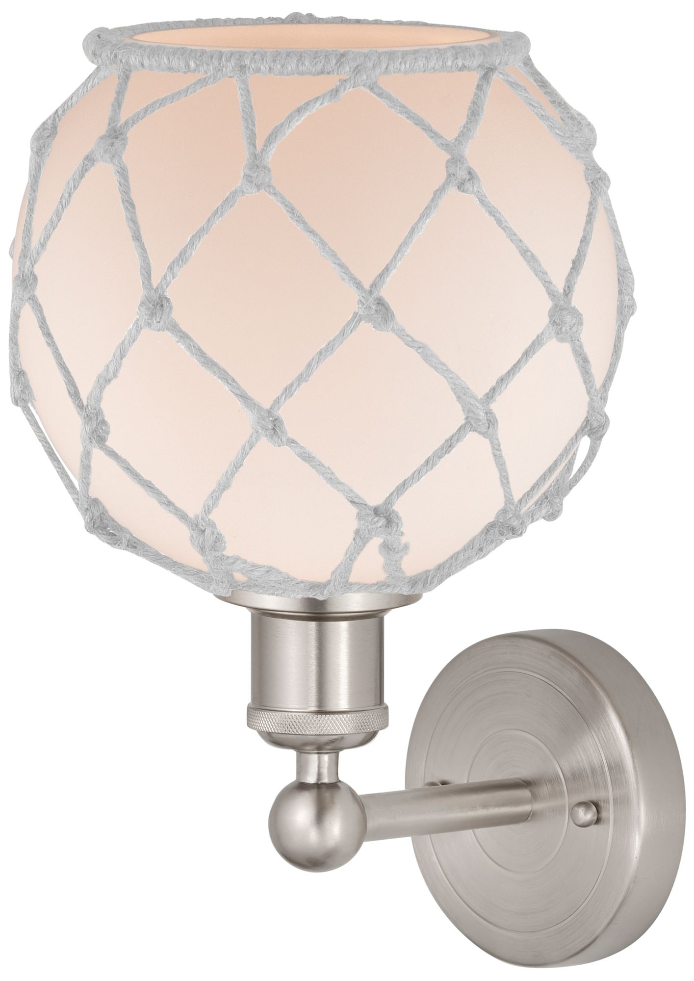 Image 2 Edison Farmhouse Rope 12"H Brushed Nickel Sconce w/ White Glass Shade more views