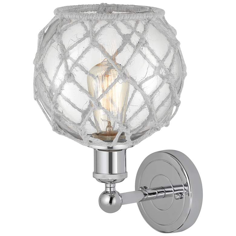 Image 2 Edison Farmhouse Rope 12"H Chrome Sconce w/ Clear Glass White Shade more views